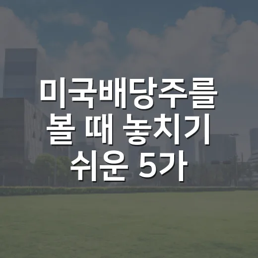 미국배당주를 볼 때 놓치기 쉬운 5가지 판단 기준 - 요약