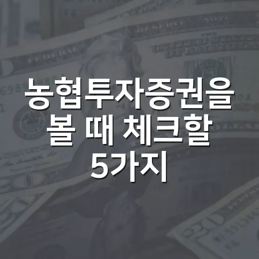 농협투자증권을 볼 때 체크할 5가지 포인트 - 요약