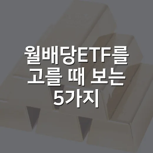 월배당ETF를 고를 때 보는 5가지 기준 - 요약