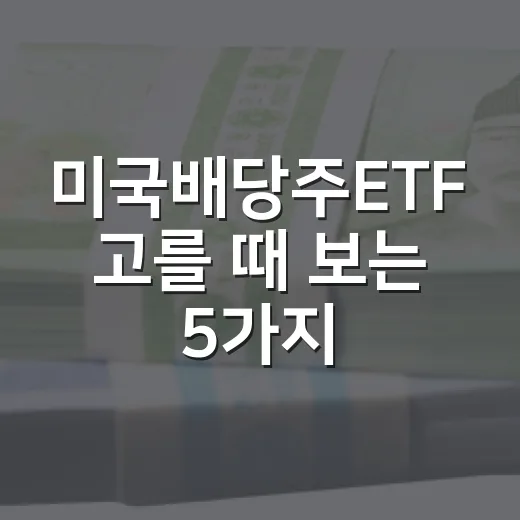 미국배당주ETF 고를 때 보는 5가지 기준 - 요약