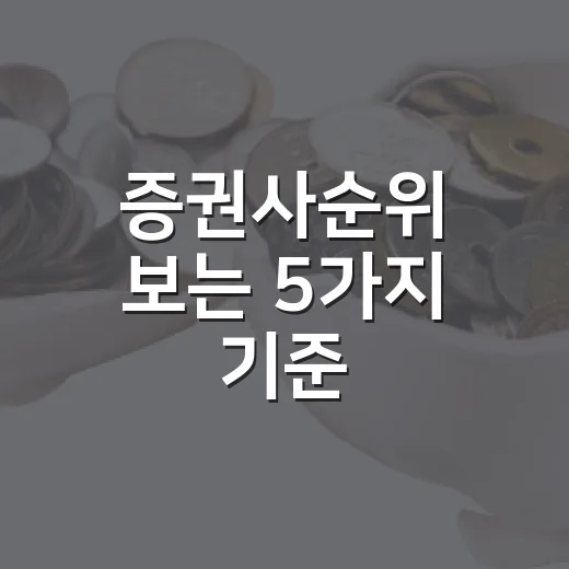 증권사순위 보는 5가지 기준: 1위보다 중요한 선택법 - 요약