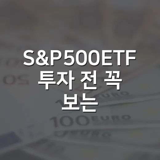 S&P500ETF 투자 전 꼭 보는 5가지 판단 기준 - 요약