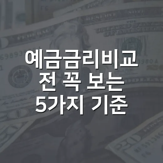 예금금리비교 전 꼭 보는 5가지 기준 - 요약