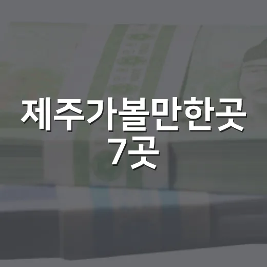 제주가볼만한곳 7곳, 동선과 계절 변수까지 보는 여행 포트폴리오 - 요약