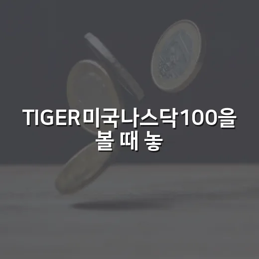 TIGER미국나스닥100을 볼 때 놓치기 쉬운 5가지 기준 - 요약