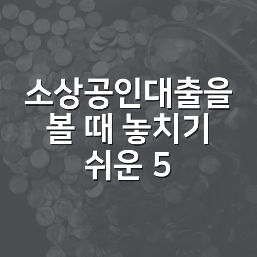 소상공인대출을 볼 때 놓치기 쉬운 5가지 판단 기준 - 요약