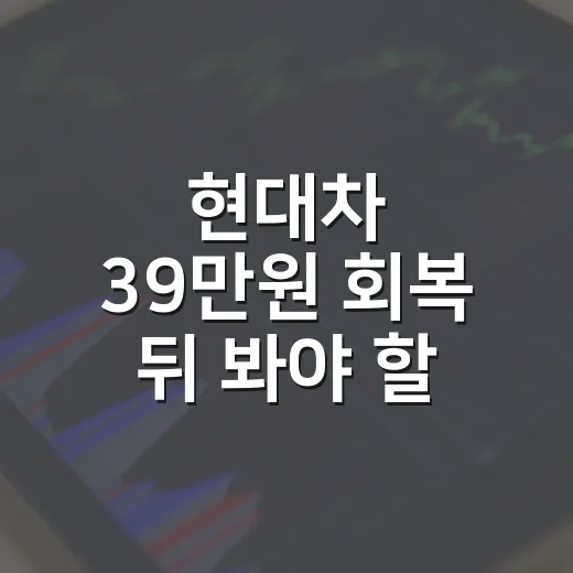현대차 39만원 회복 뒤 봐야 할 폭락 전조 5가지 - 요약