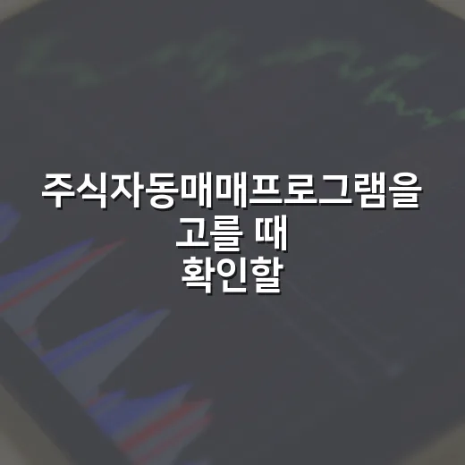 주식자동매매프로그램을 고를 때 확인할 5가지 기준 - 요약