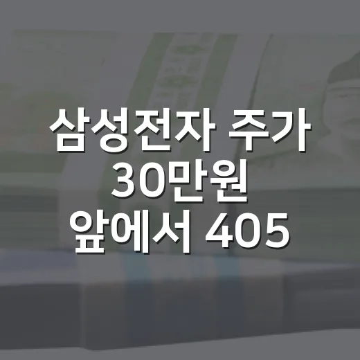 삼성전자 주가 30만원 앞에서 4050이 흔들리는 4가지 이유 - 요약