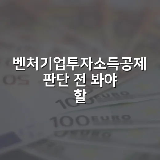 벤처기업투자소득공제 판단 전 봐야 할 5가지 숫자 - 요약