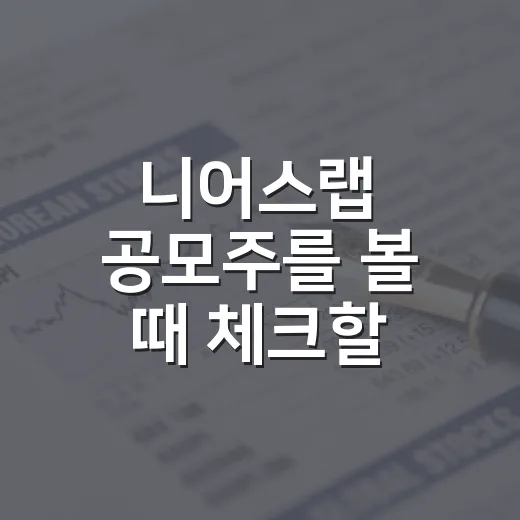 니어스랩 공모주를 볼 때 체크할 5가지 숫자와 변수 - 요약