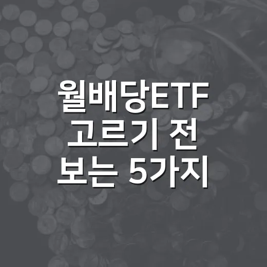 월배당ETF 고르기 전 보는 5가지 판단 기준 - 요약