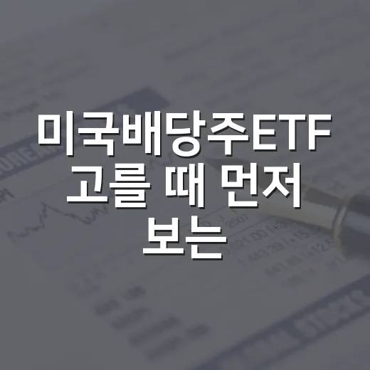 미국배당주ETF 고를 때 먼저 보는 5가지 기준 - 요약