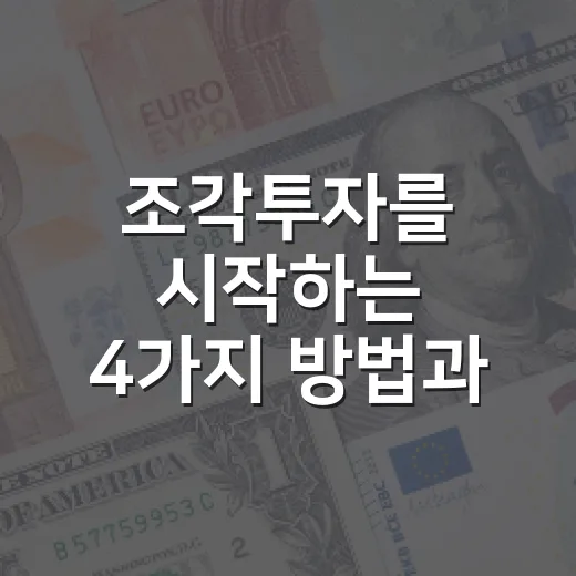 조각투자를 시작하는 4가지 방법과 주의할 점 - 요약
