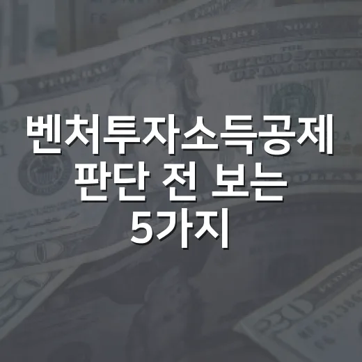 벤처투자소득공제 판단 전 보는 5가지 숫자 - 요약