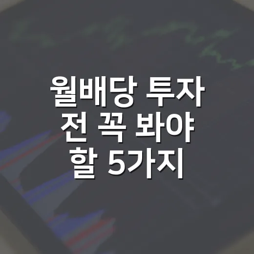 월배당 투자 전 꼭 봐야 할 5가지 기준 - 요약