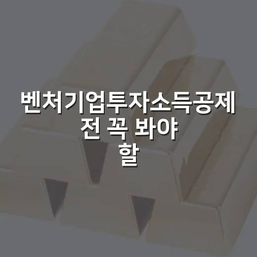 벤처기업투자소득공제 전 꼭 봐야 할 5가지 숫자 - 요약