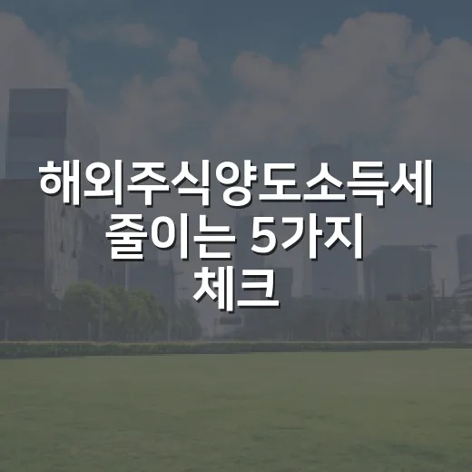 해외주식양도소득세 줄이는 5가지 체크포인트 - 요약
