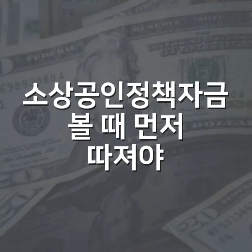 소상공인정책자금 볼 때 먼저 따져야 할 5가지 기준 - 요약