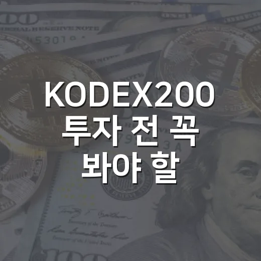 KODEX200 투자 전 꼭 봐야 할 5가지 체크포인트 - 요약