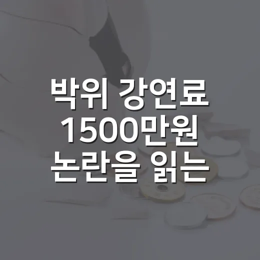 박위 강연료 1500만원 논란을 읽는 5가지 숫자 - 요약
