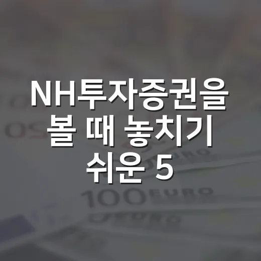 NH투자증권을 볼 때 놓치기 쉬운 5가지 관전 포인트 - 요약