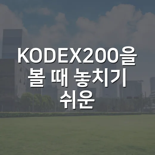 KODEX200을 볼 때 놓치기 쉬운 5가지 판단 포인트 - 요약