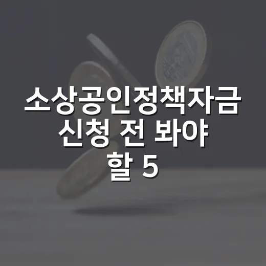 소상공인정책자금 신청 전 봐야 할 5가지 판단 기준 - 요약