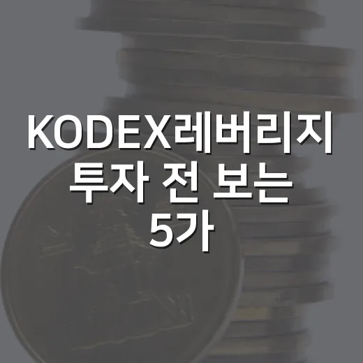 KODEX레버리지 투자 전 보는 5가지 체크포인트 - 요약