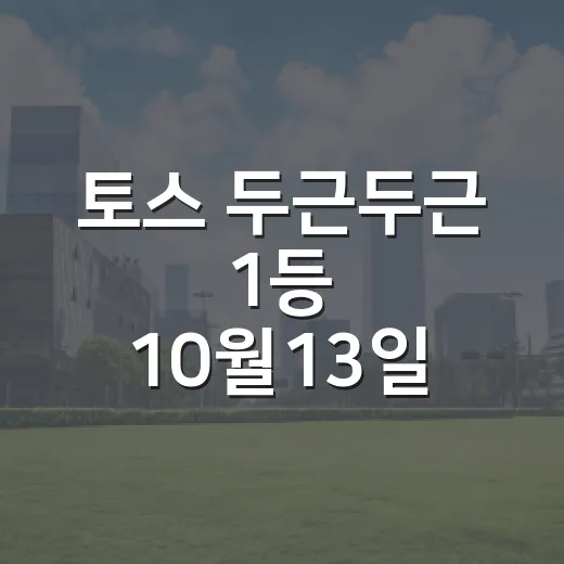 토스 두근두근 1등 10월13일 3가지 확인 포인트 - 요약