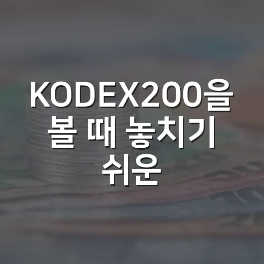 KODEX200을 볼 때 놓치기 쉬운 4가지 - 요약