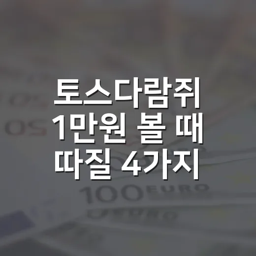 토스다람쥐 1만원 볼 때 따질 4가지 - 요약
