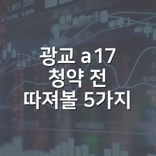 광교 a17 청약 전 따져볼 5가지 숫자 - 요약