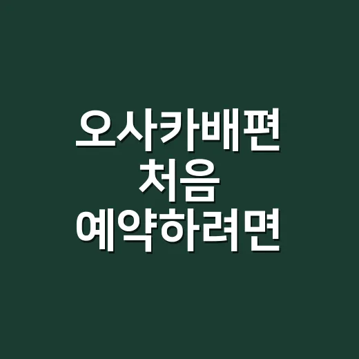 오사카배편 처음 예약하려면 이렇게 준비하면 편해요 - 요약