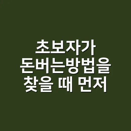 초보자가 돈버는방법을 찾을 때 먼저 해볼 만한 현실적인 순서 - 요약