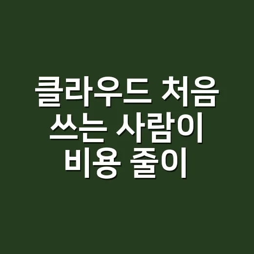 클라우드 처음 쓰는 사람이 비용 줄이며 시작하는 방법 - 요약