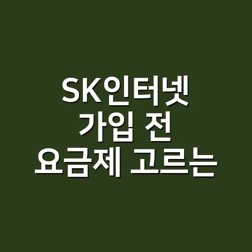 SK인터넷 가입 전 요금제 고르는 방법, 우리 집 기준으로 이렇게 보면 편합니다 - 요약