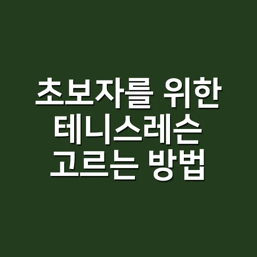 초보자를 위한 테니스레슨 고르는 방법 - 요약