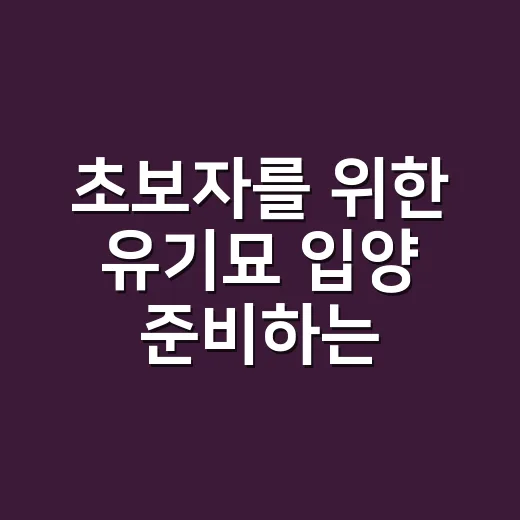 초보자를 위한 유기묘 입양 준비하는 방법 - 요약