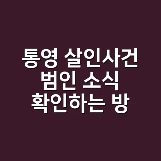 통영 살인사건 범인 소식 확인하는 방법과 가짜 사진 피하는 법 - 요약