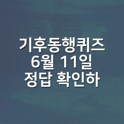 기후동행퀴즈 6월 11일 정답 확인하는 방법 - 요약