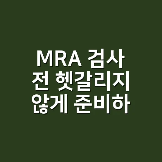 MRA 검사 전 헷갈리지 않게 준비하는 방법 - 요약