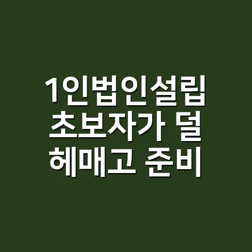 1인법인설립 초보자…