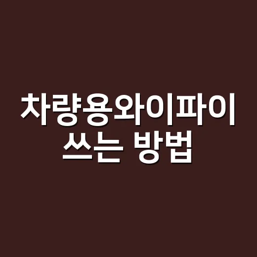 차량용와이파이 쓰는…