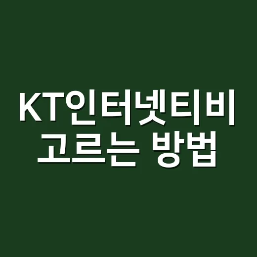 KT인터넷티비 고르는 방법, 속도와 요금부터 설치 전 체크까지 - 요약