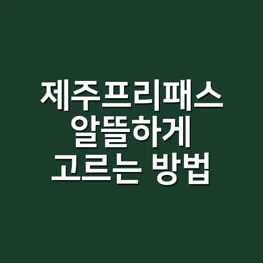 제주프리패스 알뜰하게 고르는 방법, 일정별로 이렇게 따져보세요 - 요약