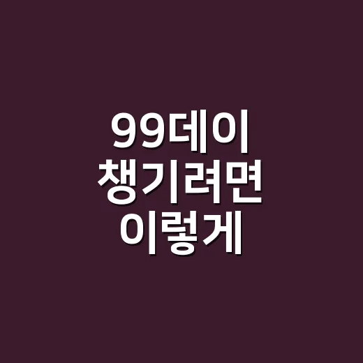 99데이 챙기려면 이렇게 준비하면 부담이 적어요 - 요약