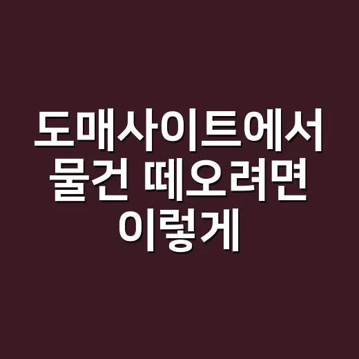 도매사이트에서 물건 떼오려면 이렇게 확인하세요 - 요약