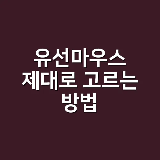 유선마우스 제대로 고르는 방법: 손목 편하고 오래 쓰려면 이렇게 - 요약