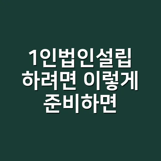 1인법인설립 하려면 이렇게 준비하면 덜 헷갈립니다 - 요약